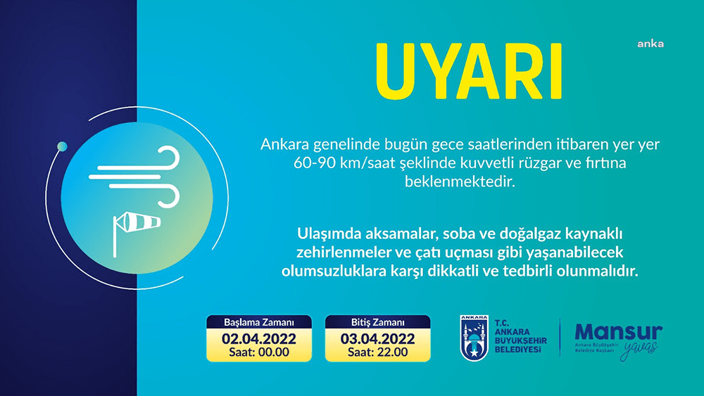 Ankara Büyükşehir Belediyesi (ABB), bugün (cuma) gece yarısından yarına (cumartesi)