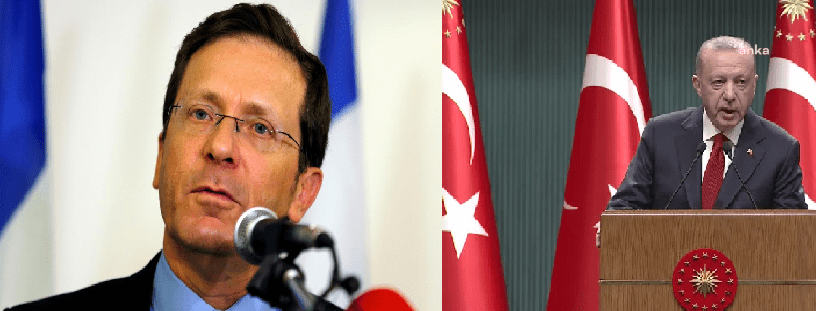 Cumhurbaşkanı Recep Tayyip Erdoğan, İsrail Cumhurbaşkanı Yitzak Herzog ile telefonda