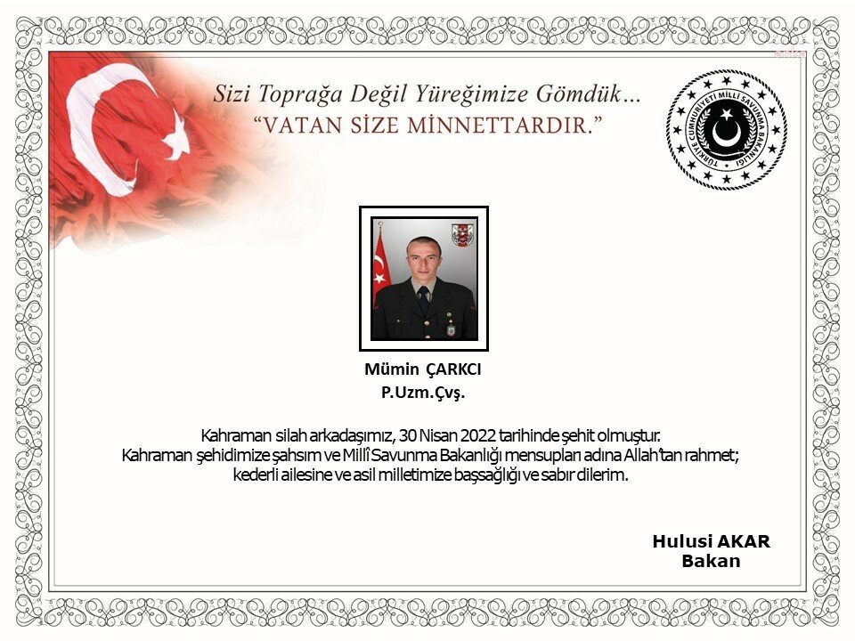 Milli Savunma Bakanlığı (MSB), Pençe-Kilit Harekatı’nda yaralanan Piyade Uzman Çavuş