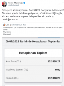 CHP Genel Baskani Kilicdaroglu Genclere Sesleniyorum: Faizli KYK Borclarini Odemeyin