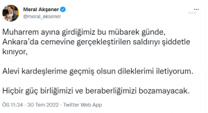 Aksener: “Alevi Kardeslerime Gecmis Olsun Dileklerimi Iletiyorum. Hicbir Guc, Birligimizi ve Beraberligimizi Bozamayacak”