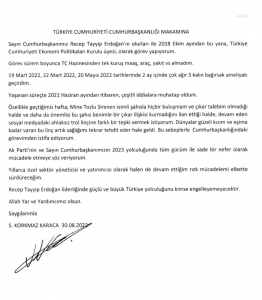 Korkmaz Karaca, Cumhurbaskanligi Ekonomi Politikalari Kurul Uyeliginden istifa etti