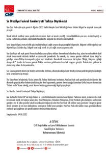 Ali Oztunc’tan Brezilya Buyukelcisine Mektup: "Nae Sao Paulo Adli Geminin Ulkeniz Sinirlarina Geri Cagrilmasi Icin Adim Atmanizi Talep Ediyoruz"