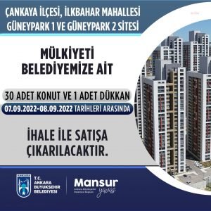 Ankara Buyuksehir Belediyesi, 31 tasinmazi daha ihale ile satisa cikariyor