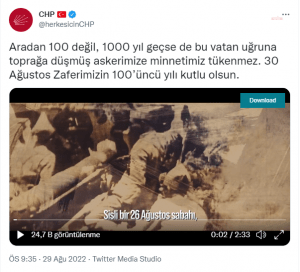 CHP: Aradan 100 degil 1000 yil gecse de bu vatan ugruna topraga dusmus askerimize minnetimiz tukenmez
