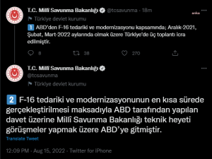 MSB: F-16 Tedariki ve Modernizasyonunun En Kisa Surede Gerceklestirilmesi Icin MSB Teknik Heyeti Gorusme Yapmak Uzere ABD’ye Gitti
