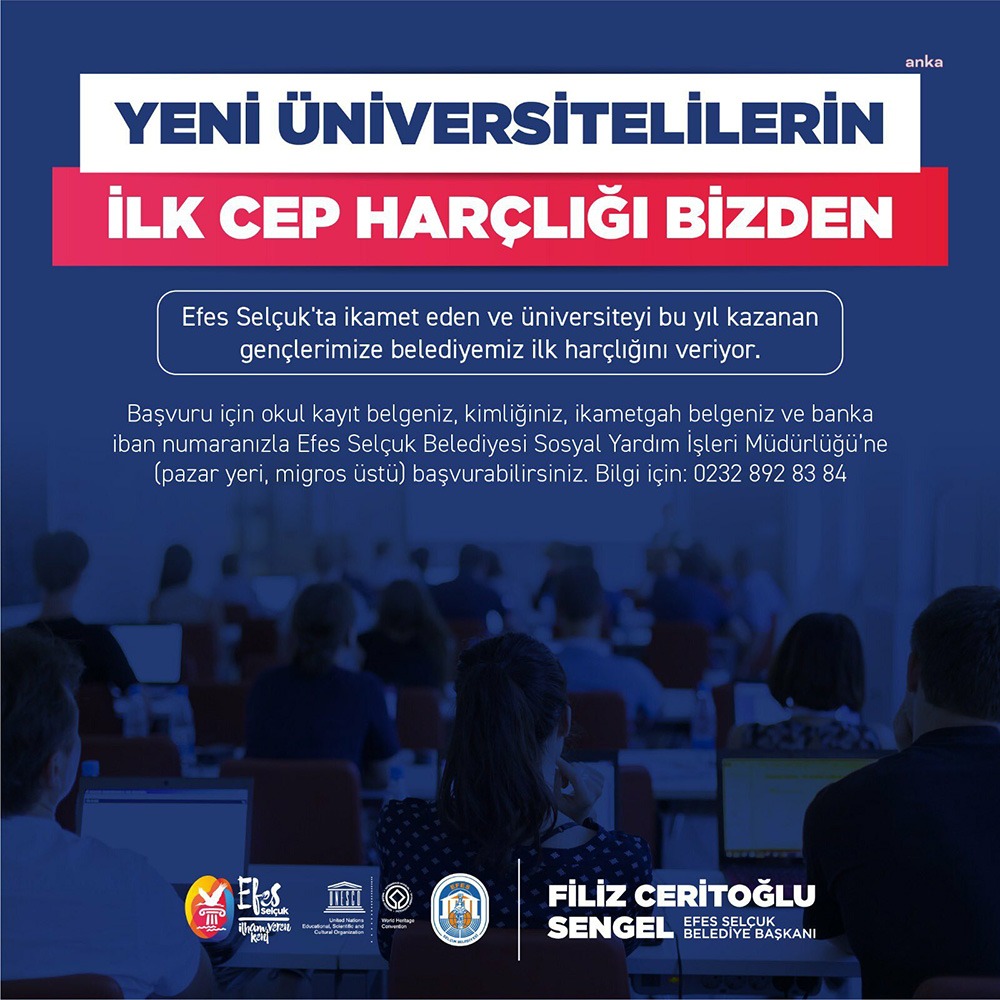 Efes Selçuk Belediyesi, kentte ikamet eden ve üniversiteyi bu yıl