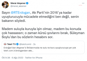 IYI Parti Genel Baskani Aksener, Cumhurbaskani Erdogan’a Yanit Verdi: “Madem Suluyla Kuruyla Isin Olmaz, Madem Bu Konuda Cok Hassassin; O Zaman Kursu Sovlarini Birak, Suleyman Soylu’dan Bu Sozlerin Hesabini Sor”