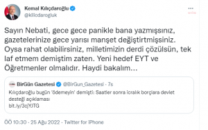 CHP Genel Baskani Kilicdaroglu: “Bizim Panikle Yaptigimiz Hicbir Isimiz Yok"
