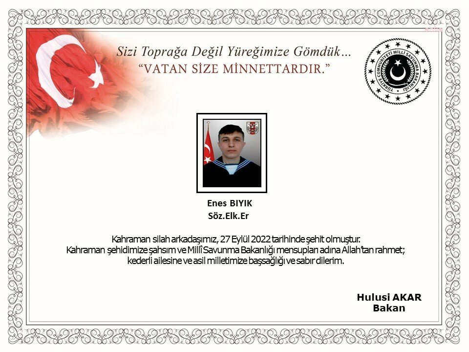 Milli Savunma Bakanlığı, “Gölcük Tersane Komutanlığımızda 27 Eylül 2022 tarihinde