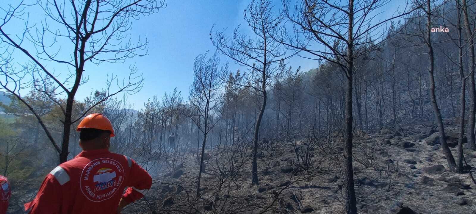 Marmaris'te dün başlayan ve büyük oranda kontrol altına alınan yangınla