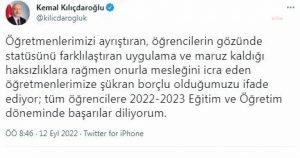 KILICDAROGLU: AZ KALDI; EGITIM POLITIKALARINI BILIMSEL VE ESITLIK ILKESINE DAYALI BIR ANLAYISLA YENIDEN YAPILANDIRACAGIZ