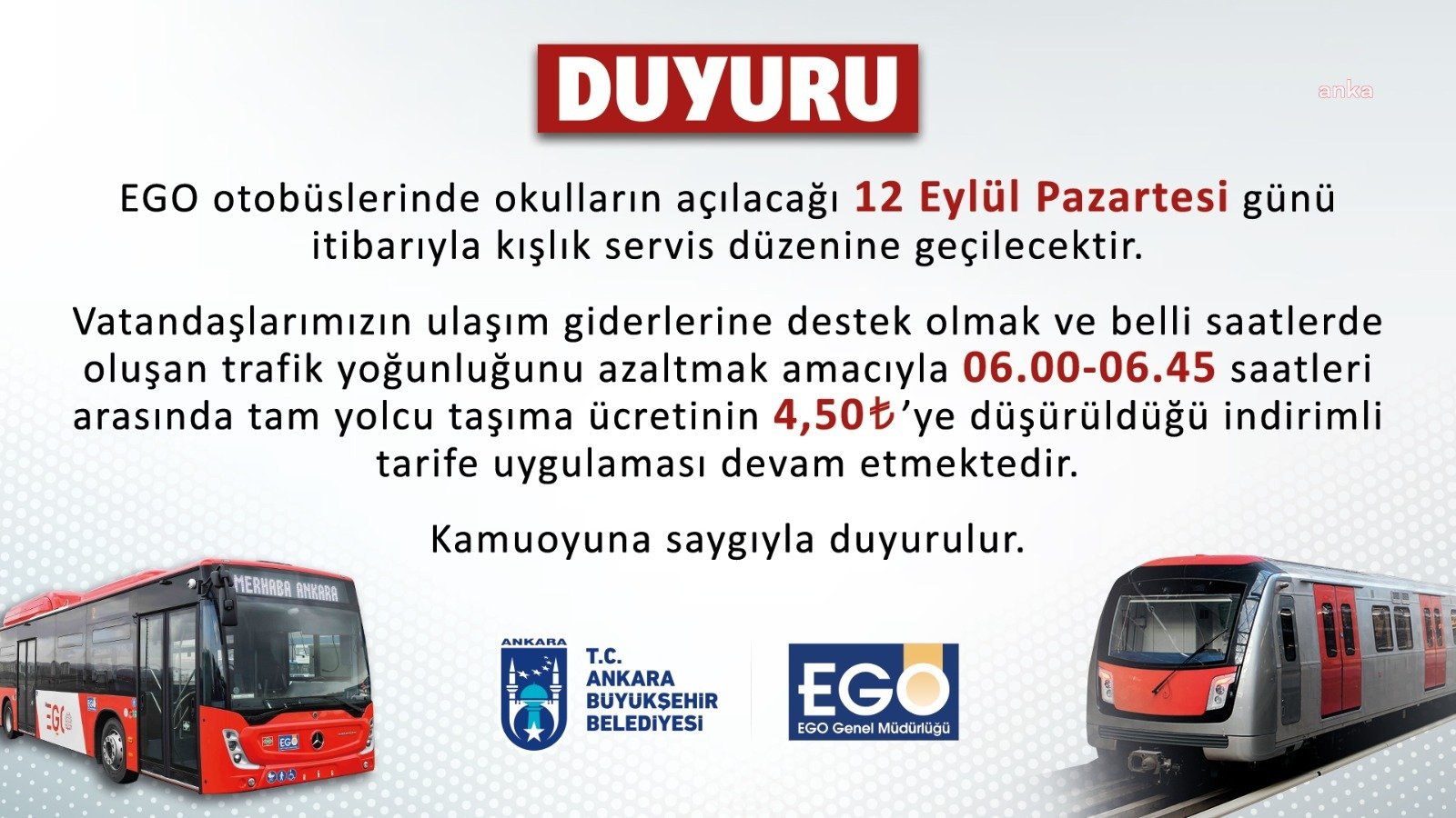 Ankara Büyükşehir Belediyesi'nin, çalışan vatandaşların ulaşım giderlerine destek olmak ve