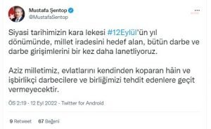 SENTOP: “BUTUN DARBE VE DARBE GIRISIMLERINI BIR KEZ DAHA LANETLIYORUZ”