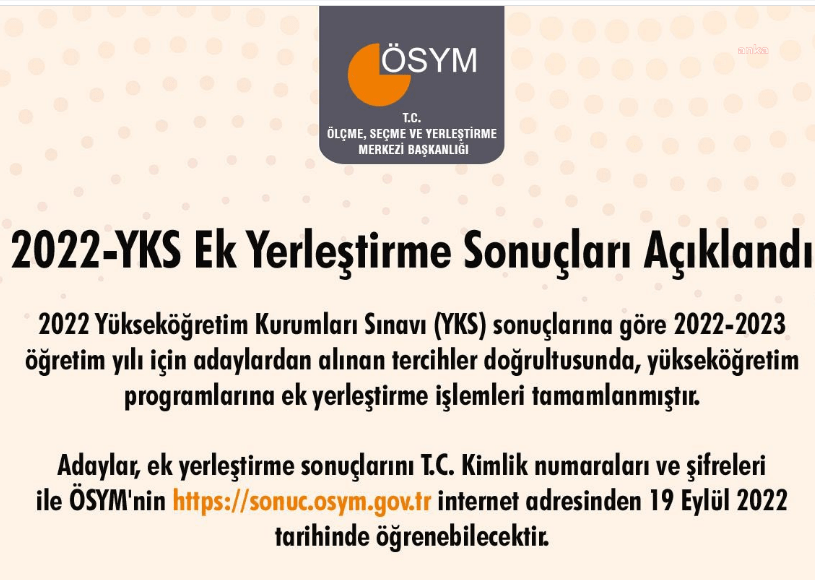 Ölçme, Seçme ve Yerleştirme Merkezi (ÖSYM) 2022 Yükseköğretim Kurumları Sınavı
