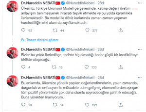 Bakan Nebati: Ihracat ve Turizm Gelirlerini Artirarak Cari Dengeyi Saglamayi Hedefliyoruz