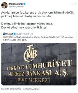 Aksener: Aciklanan Bu Faiz Karari; Artik Ekonomi Biliminin Degil, Psikoloji Biliminin Tartisma Konusudur