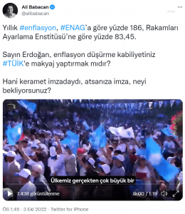 Babacan: Sayin Erdogan, Enflasyon Dusurme Kabiliyetiniz TUIK’e Makyaj Yaptirmak Mi