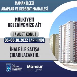 Ankara Buyuksehir, 17 Tasinmazi Daha Ihale Ile Satisa Cikariyor