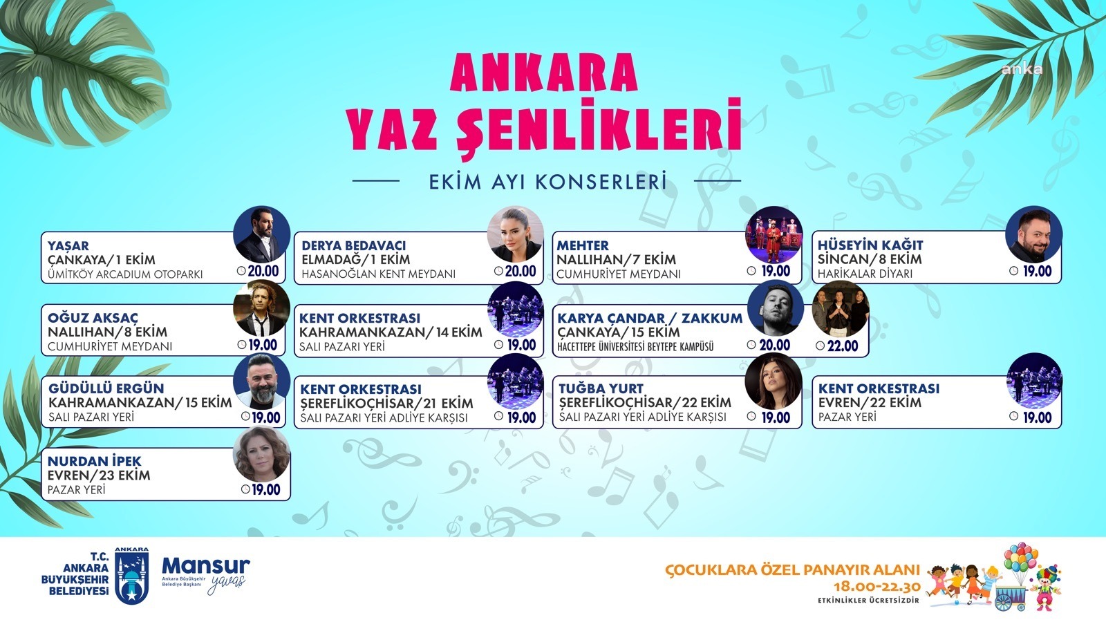 ‘Ankara Yaz Şenlikleri ve Konserleri’ ile ünlü sanatçı ve müzik