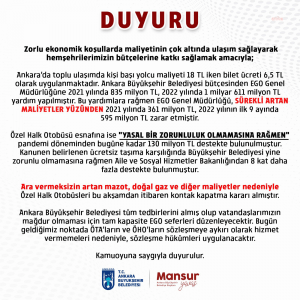 ABB: Ozel Halk Otobuslerinin Sozlesmeye Aykiri Olarak Hizmet Vermemeleri Nedeniyle Sozlesme Hukumleri Uygulanacak