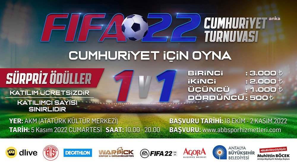 Antalya Büyükşehir Belediyesi, 29 Ekim Cumhuriyet Bayramı etkinlikleri kapsamında “FIFA 22