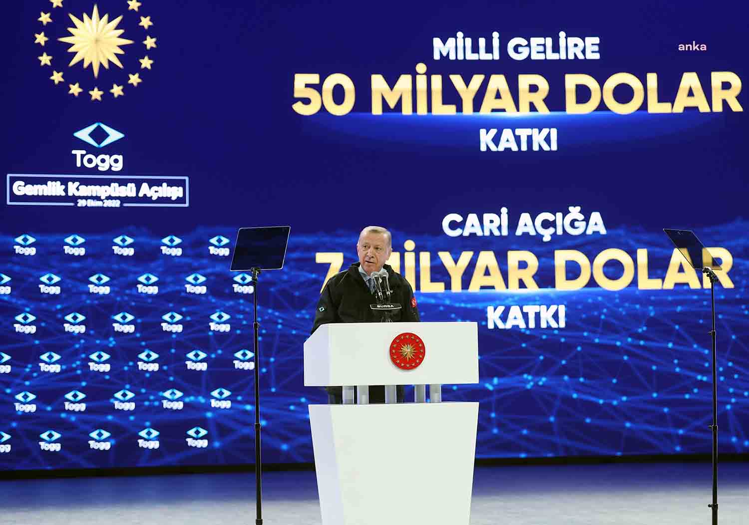 Cumhurbaşkanı Recep Tayyip Erdoğan, Türkiye'nin Otomobili Girişim Grubu'nun (TOGG) Gemlik