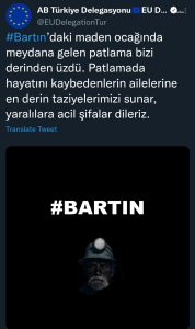 AB Turkiye Delegasyonu: Patlamada Hayatini Kaybedenlerin Ailelerine En Derin Taziyelerimizi Sunariz