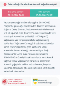 Meteoroloji Orta ve Dogu Karadeniz Icin Kuvvetli Yagis Uyarisi Yapti