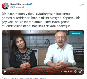 Kilicdaroglu, Esi Selvi Kilicdaroglu Ile Birlikte Cagri Yapti: “Evlatlarimizin Bir Kismi Yari Ac Yari Tok Yataga Giriyor. Bir Sey Yapmak Zorundayiz. Kurumlara, Is Insanlarina Herkese Cagrimdir. Belediyelerimize Bu Konuda Lutfen Destek Verin”