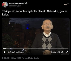 Kilicdaroglu: “Turkiye’nin Sabahlarini Karanliga Bogdular. Gercekten de Bu Bir Trajedidir… Kalpleri Gibi Zifiri Karanliga Mahkûm Ettiler Turkiye’yi. Bunu Hemen, Ama Hemen; Mutlaka Duzeltecegiz”