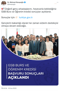 KYK Burs ve Ogrenim Kredisi Sonuclari Aciklandi