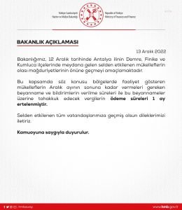 Selden Etkilenen 3 Ilcedeki Mukelleflerin Vergi Odeme Sureleri 1 Ay Ertelendi