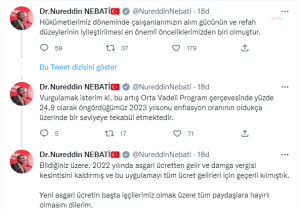 Bakan Nebati: Asgari Ucret Artisi, 2023 Yili Enflasyon Hedefinin Oldukca Uzerinde