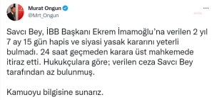 Imamoglu Davasi... Savcilik Verilen Cezaya Itiraz Etti