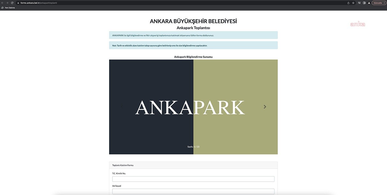 Mansur Yavaş’tan Başkentlilere ‘ANKAPARK Bilgilendirme ve Fikir Alışverişi Toplantısı’na Katılım Çağrısı Ankara Büyükşehir Belediyesi (ABB), yapımı 801 milyon dolara mal olan ve