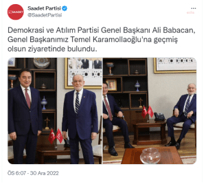 Ali Babacan’dan Temel Karamollaoglu’na Gecmis Olsun Ziyareti