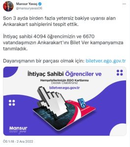 Ankara Buyuksehir Belediyesi'nden Ihtiyac Sahipleri Icin 'Bilet Ver' Kampanyasi