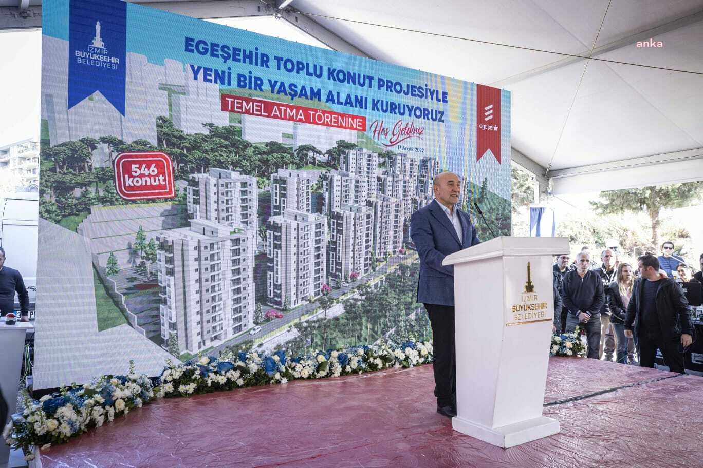 İzmir’de Büyükşehir Belediyesi Personeli ve Dar Gelirli Aileler İçin 546 Dairelik Toplu Konut Projesinin Temeli Atıldı İzmir Büyükşehir Belediyesi’nin belediye personeli ve dar gelirli aileler için