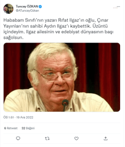 Rifat Ilgaz'in Oglu Aydin Ilgaz Hayatini Kaybetti