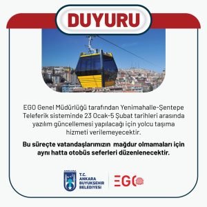 Yenimahalle-Sentepe Teleferik Hatti Somestirde Bakima Alinacak