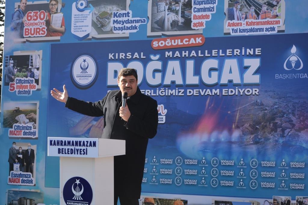 Kahramankazan Belediyesi ilçedeki kırsal mahallelere doğalgaz götürme seferberliğini hız kesmeden