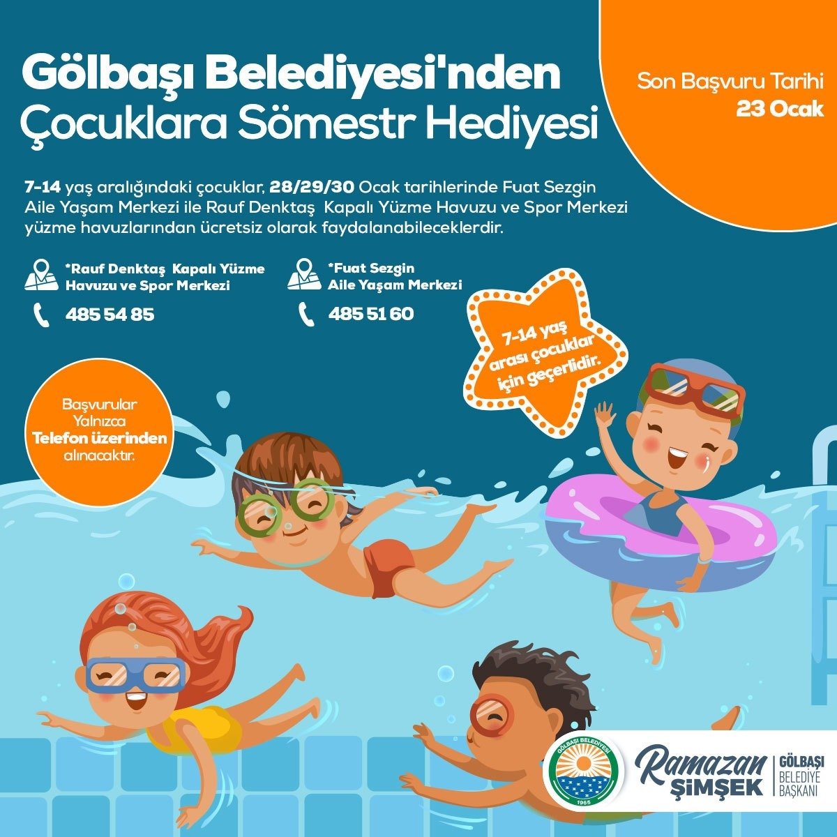 Gölbaşı Belediye Başkanı Ramazan Şimşek, 7-14 yaş aralığındaki çocukların, sömestr