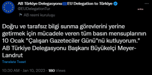 AB Turkiye Delegasyonu Baskani Meyer-Landrut: Ozgur ve Bagimsiz Basin, Demokrasinin Temel Unsurudur