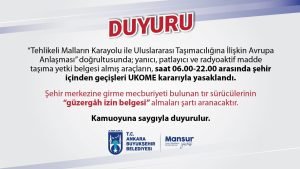 Ankara Buyuksehir Belediyesi’den Tehlikeli Madde Tasimaciliginda Yeni Kurallar