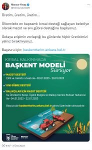 Ankara Buyuksehir'den Mazot ve Sivi Gubre Destegi