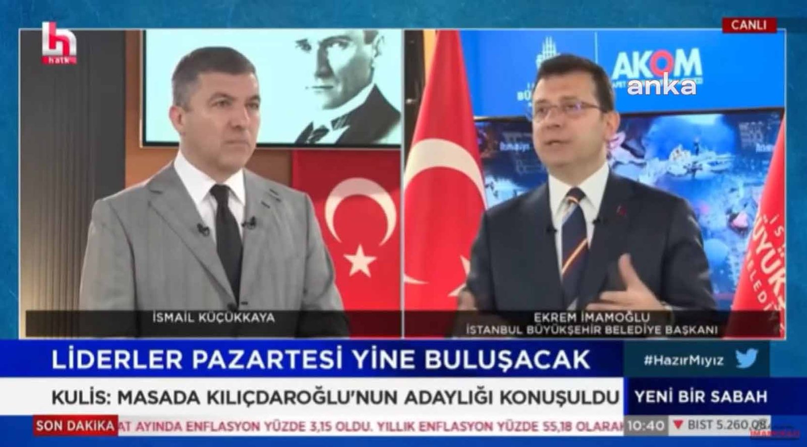 İmamoğlu: Bu Masa Ayrılık Masası Değil. Altılı Masa’dan Bir Eksilmemeli İki Eksilmemeli. Bir Feragat Gerekiyorsa O Genel Başkanımız Kılıçdaroğlu ve Çok Sevgili Akşener’de Vardır İstanbul Büyükşehir Belediye (İBB) Başkanı Ekrem İmamoğlu, cumhurbaşkanı adayı konusunda