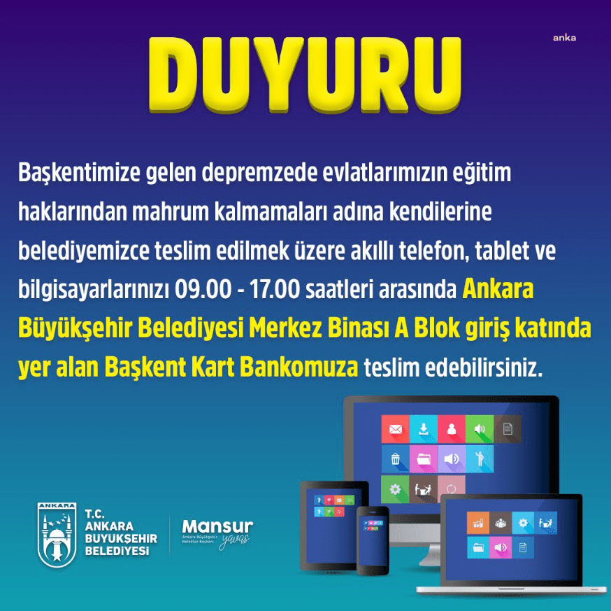 Ankara Büyükşehir Belediye (ABB) Başkanı Mansur Yavaş, “Eğitimde fırsat eşitliğini