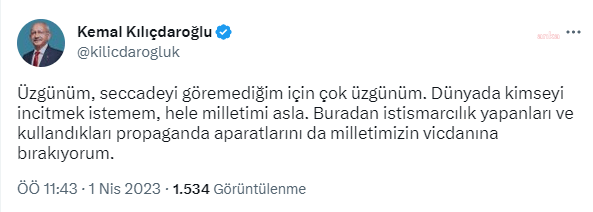 kilicdaroglu-uzgunum-seccadeyi-goremedigim-icin-cok-uzgunum-buradan-istismarcilik-yapanlari-milletimizin-vicdanina-birakiyorum