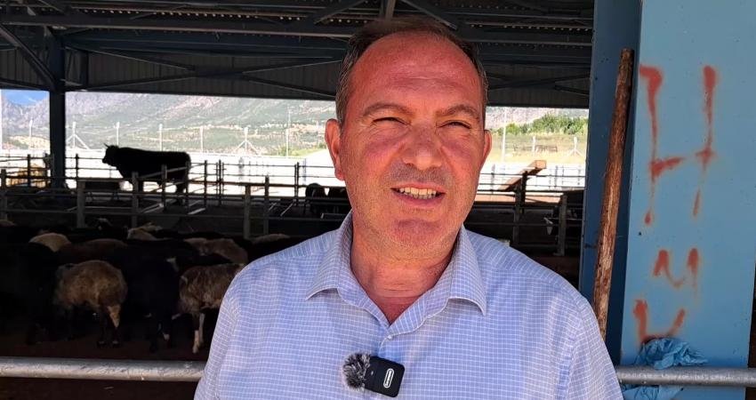 Artvin'in Ardanuç ilçesinde kurulan hayvan pazarında kurbanlık satan besici Sedat